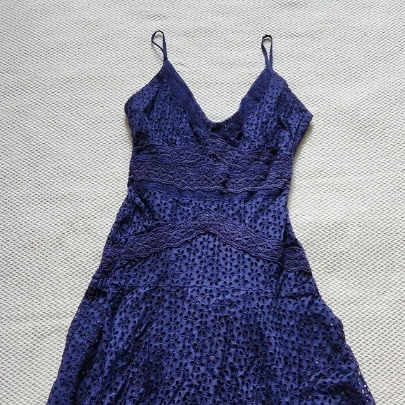 Love Sam | Dresses | Navy Blue Crochet Maxi Dress Xs | Poshmark